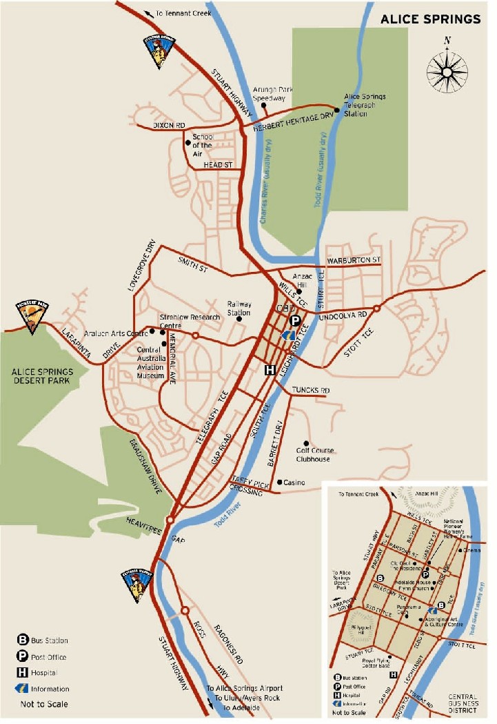 A free map of alice springs - tourist guide