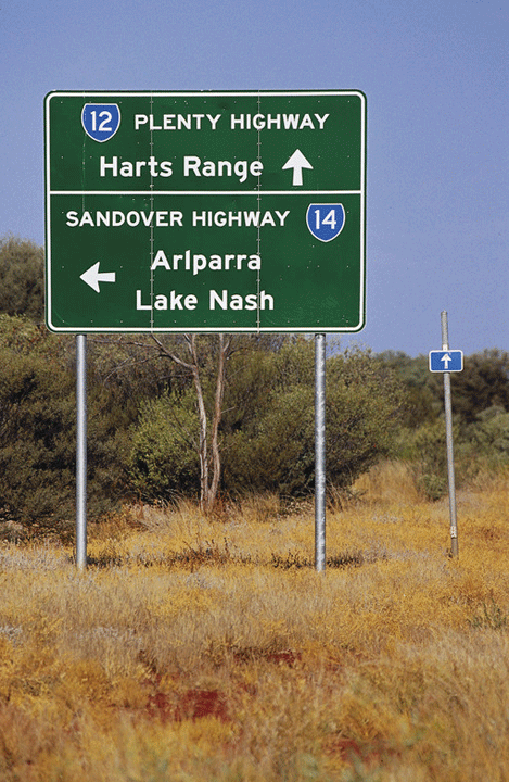 Stuart Highway turnoff onto the Plenty Highway Australia