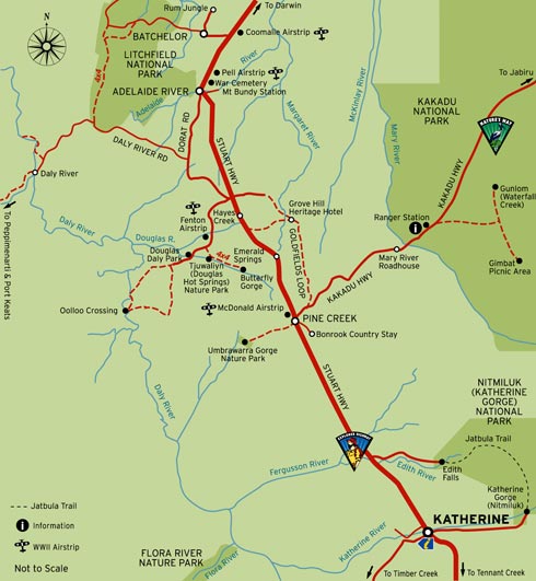 Batchelor to Katherine road map